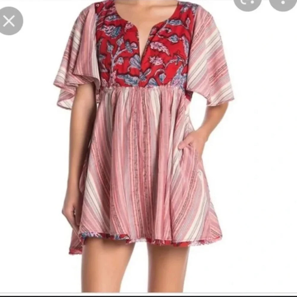 Free People Under the Sun Red Tunic Dress, size small